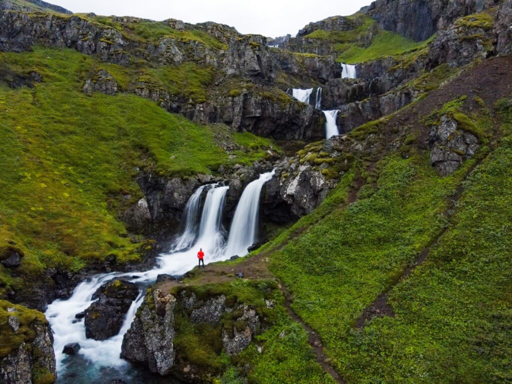 Klifbrekkufossar Waterfalls on the Eastern Coast of Iceland